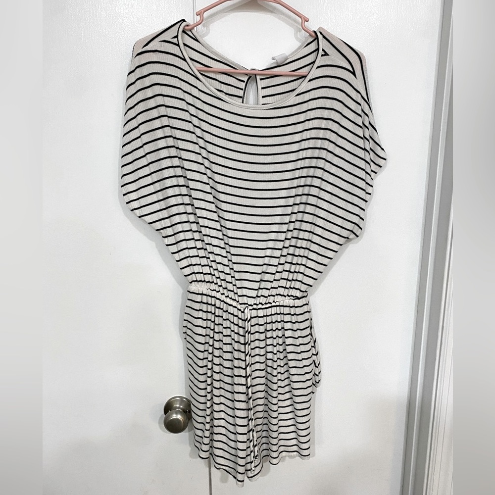 Black and white striped romper